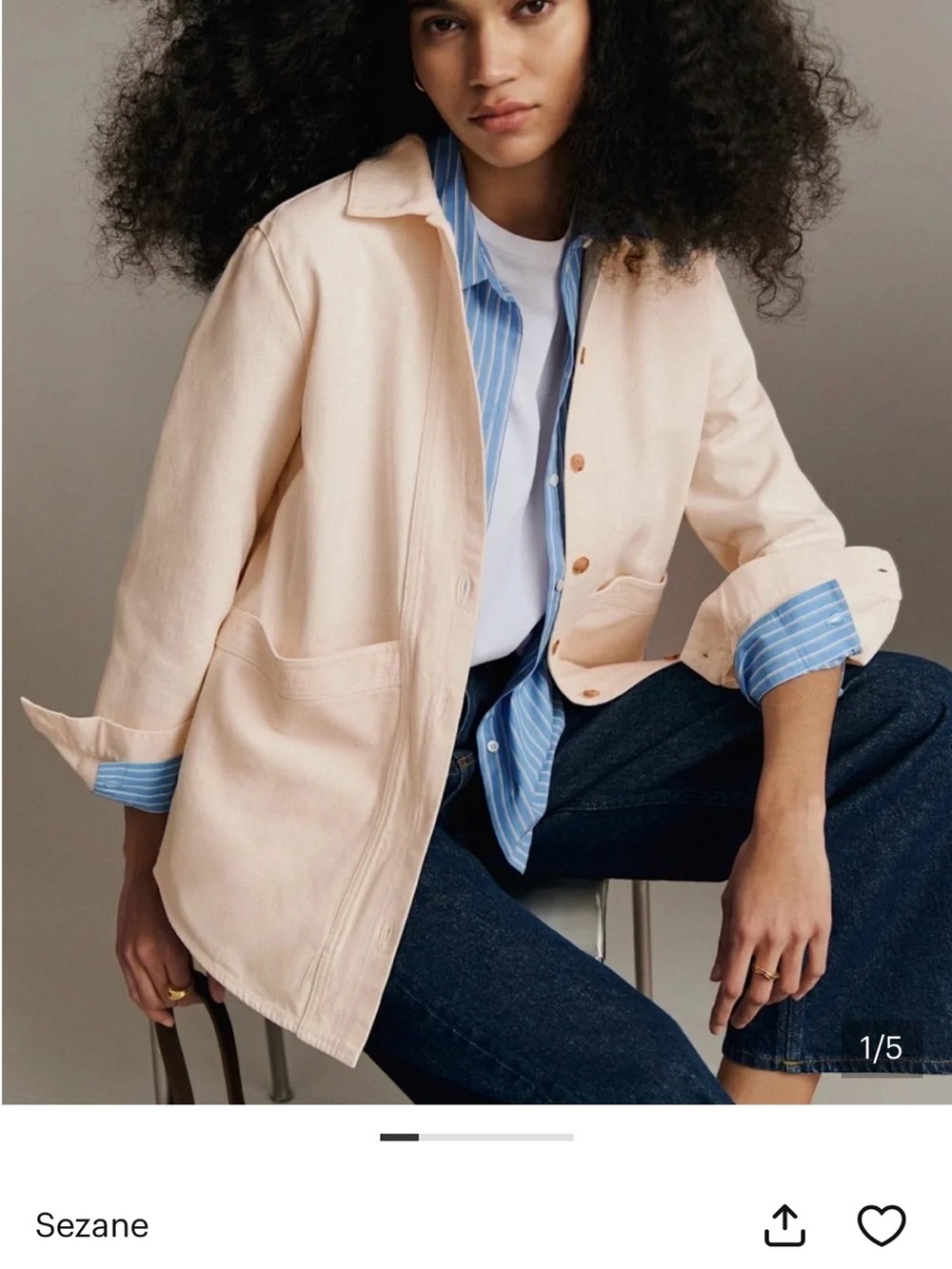Sezane Will Jacket Women's Ecru denim Jacket
